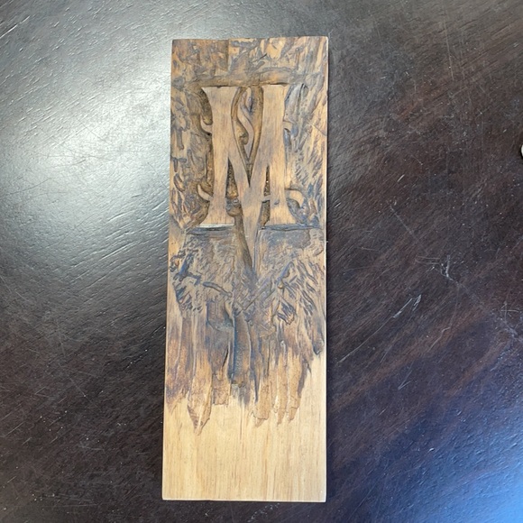 COTTAGECORE HANDMADE HAND-CARVED ARTISIAN ONE OF A KIND WOOD LETTER “M” - Picture 4 of 4